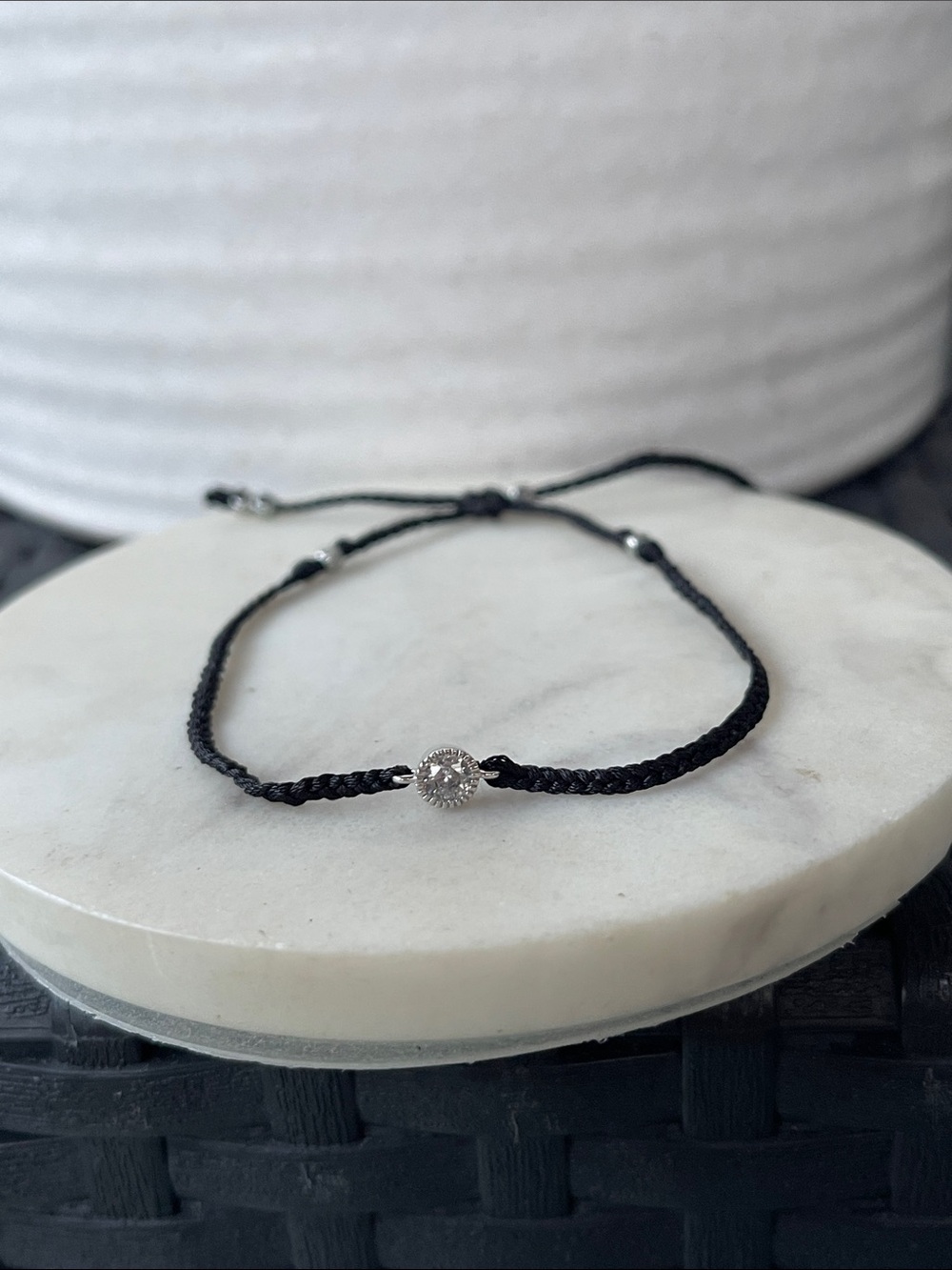 Black Braided Bracelet with Silver Accent